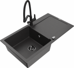 K&ouml;&ouml;givalamu koos kraaniga Mexen Leo, vaik/graniit, 90 cm x 50 cm x 19 cm, valge/must