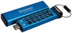 USB m&auml;lupulk Kingston IronKey Keypad 200, sinine v., 128 GB