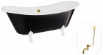 Vann, teisaldatav Besco Amelia B&W, 190 cm x 77 cm x 69 cm, ovaalne, kuldne/valge