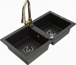 K&ouml;&ouml;givalamu koos kraaniga Mexen Mario, graniit, 82 cm x 43.6 cm x 16.1 cm, metallic black/gold+gold