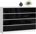 Kummut Akord Furniture Factory K140, valge v./l&auml;ikiv must v., 99 cm x 138 cm x 40 cm