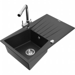 K&ouml;&ouml;givalamu koos kraaniga Mexen Cesar, graniit, 77.5 cm x 47 cm x 19 cm, metallic black/silver+chrome