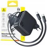 Telefoni laadija Baseus EnerCore CJ21, 2 x USB Type C male/1 x USB Type C, must v., 67 W