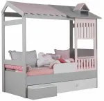 Lastevoodi Kalune Design Ayder 842PRB1107, roosa v./hall v., voodipesu kastiga, ilma madratsita