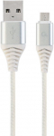 Juhe Gembird USB To Micro USB Premium Cotton Braided USB 2.0, Micro USB, 1 m, valge/h&otilde;be