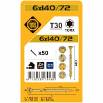 Puidukruvi, universaalsed Forte Tools TX30, 6 x 140 mm, kollane v., 50 tk