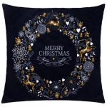 J&otilde;ulu dekoratiivne padjakate Merry Christmas, kuldne/valge/tumesinine, 40 cm x 40 cm