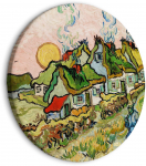 &Uuml;mmargune reproduktsioon l&otilde;uendil Artgeist Thatched Cottages in the Sunshine Reminiscence of the North (Vincent van Gogh), 60 cm x 60 cm