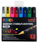 Universaalne markerite komplekt Posca PC-5M, &uuml;hepoolsed, sinine v./valge v./must v., 8 tk