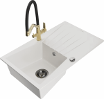 K&ouml;&ouml;givalamu koos kraaniga Mexen Cesar Duo, graniit, 77.5 cm x 47 cm x 20 cm, valge/must/kollane