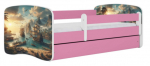 Lastevoodi Kocot Kids Ship, valge v./roosa v., 80 x 180 cm, voodipesu kastiga, madratsiga