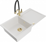 K&ouml;&ouml;givalamu koos kraaniga Mexen Leo, vaik/graniit, 90 cm x 50 cm x 19 cm, valge