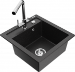 K&ouml;&ouml;givalamu koos kraaniga Mexen Vito, vaik/graniit, 49 cm x 52 cm x 21 cm, must