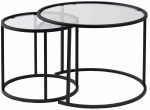 Kohvilaudade komplekt Nordure Aurum, l&auml;bipaistev v./must v., 42 - 60 cm x 60 cm x 39 - 43 cm, 2 tk