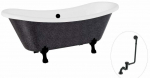 Vann, teisaldatav Besco Amelia Glam, 190 cm x 77 cm x 69 cm, ovaalne, must/grafiit