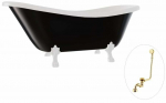 Vann, teisaldatav Besco Otylia B&W, 160 cm x 77 cm x 69.5 cm, ovaalne, kuldne/valge