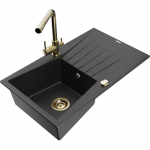 K&ouml;&ouml;givalamu koos kraaniga Mexen Cesar, graniit, 77.5 cm x 47 cm x 19 cm, metallic black/silver+gold