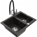 K&ouml;&ouml;givalamu koos kraaniga Mexen Carlos, graniit, 58.2 cm x 47.5 cm x 17.7 cm, metallic black/gold+black/chrome v.