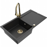 K&ouml;&ouml;givalamu koos kraaniga Mexen Leo, graniit, 90 cm x 50 cm x 19 cm, metallic black/silver+gold