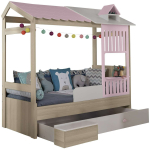 Lastevoodi Kalune Design Ayder 842PRB1112, tamm v./roosa v., voodipesu kastiga, ilma madratsita