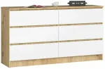Kummut Akord Furniture Factory K140, valge v./artisan oak v., 77 cm x 138 cm x 40 cm