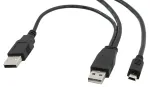 Juhe Gembird USB 2.0 x 2, Mini USB, 0.9 m, must v.