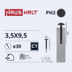 Isekeermestavad kruvid Haushalt DIN 7981C, 3.5 mm x 9.5 mm, 30 tk
