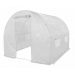 Akendega kaarjas kasvuhoone, pol&uuml;et&uuml;leen, 2 x 2 m, valge v.