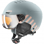 Suusakiivri ja prillide komplekt Uvex Rocket JR Visor Rhino Blush, roheline, 54-58 cm