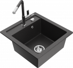 K&ouml;&ouml;givalamu koos kraaniga Mexen Vito, graniit, 49 cm x 52 cm x 21 cm, kroomi/must