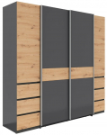 Riidekapp Fabio, grafiit v./artisan oak, 60 cm x 215 cm x 210 cm