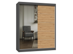 Riidekapp IGA 160 A/C, antratsiit v./artisan oak v., 160 cm x 61 cm x 200 cm, peegliga