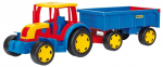 Игрушечные тракторы с аксессуарами Wader Gigant Tractor And Trailer Set 66100, sinine v./punane v./kollane v.