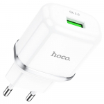 Telefoni laadija Hoco N3, USB, valge v., 18 W