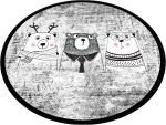 Vannitoa p&otilde;randamatt Foutastic Three Bears Circle 359CHL4545, valge/must, 160 cm x 160 cm, &Oslash; 160 cm