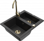 K&ouml;&ouml;givalamu Mexen Carlos 6518581500-73+670200-50+66921-50, graniit, 58 cm x 47 cm x 17.7 cm, metallic black/silver+gold