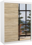 Riidekapp ADRK Jordi, valge v./sonoma tamm v., 150 cm x 58 cm x 200 cm, peegliga