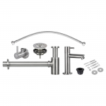 Valamusegisti su sifonu ir santechninėmis jungtimis, matt kroom v.