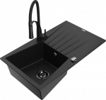 K&ouml;&ouml;givalamu koos kraaniga Mexen Cesar Black, graniit, 77 cm x 47 cm x 20 cm, must