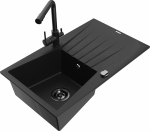 K&ouml;&ouml;givalamu koos kraaniga Mexen Cesar Black, graniit, 77 cm x 47 cm x 20 cm, must