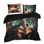 Voodipesukomplekt PTI-21, must v./roheline v./oranž v., 70 x 80 cm, 200 x 220 cm