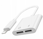 Adapter Wooco J-008, 2 x Lightning, 5 cm, valge