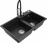 K&ouml;&ouml;givalamu koos kraaniga Mexen Tomas, graniit, 80 cm x 50 cm x 19 cm, kroomi/must/h&otilde;be