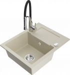 K&ouml;&ouml;givalamu koos kraaniga Mexen Enzo, graniit, 57.6 cm x 46.5 cm x 17.4 cm, kroomi/must/beež