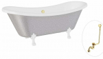 Vann, teisaldatav Besco Amelia Glam, 190 cm x 77 cm x 69 cm, ovaalne, kuldne/valge
