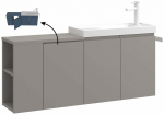 Vannitoakapp valamuga Kalune Design Ferla, pruunikas hall v., 22 cm x 110 cm x 45 cm