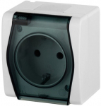 Pistikupesa Elektro-Plast Hermes 2 1024-01, maandusega, IP44, antratsiit valge v.