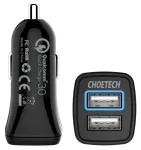 Auto laadija Choetech C0051, 2 x USB Type-C, must v., 30 W