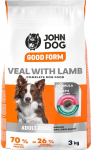 Kuiv koeratoit John Dog Good Form Adult Medium Veal & Lamb, lambaliha/vasikaliha, 3 kg
