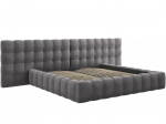 Voodi kahekohaline Micadoni Home Mamaia Velvet Double Headboard, 200 x 200 cm, tumehall v., ilma madratsita, p&otilde;hjalippidega